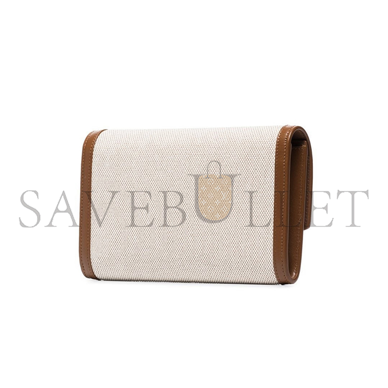 YSL UPTOWN CHAIN WALLET IN LEATHER AND CANVAS SHOULDER BAG 607788305236 (19*12*3cm)